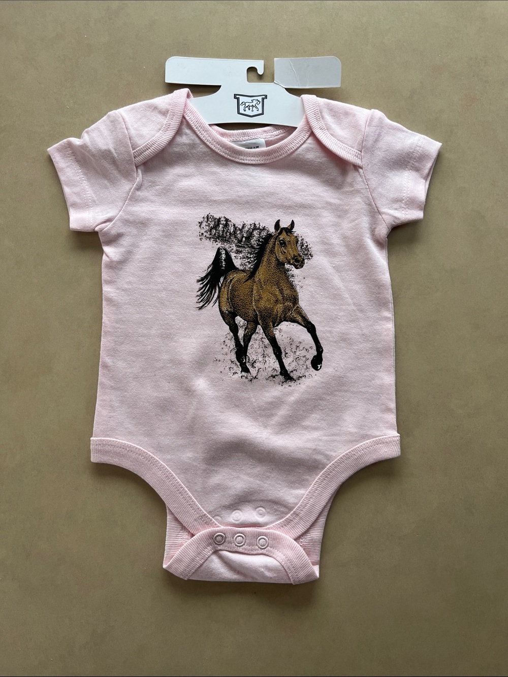 NWT Baby One-Piece with Horse Graphic - 0-3 Months Pink